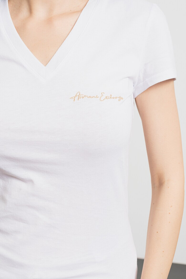 ARMANI EXCHANGE Памучна тениска с шпиц - Pepit.bg