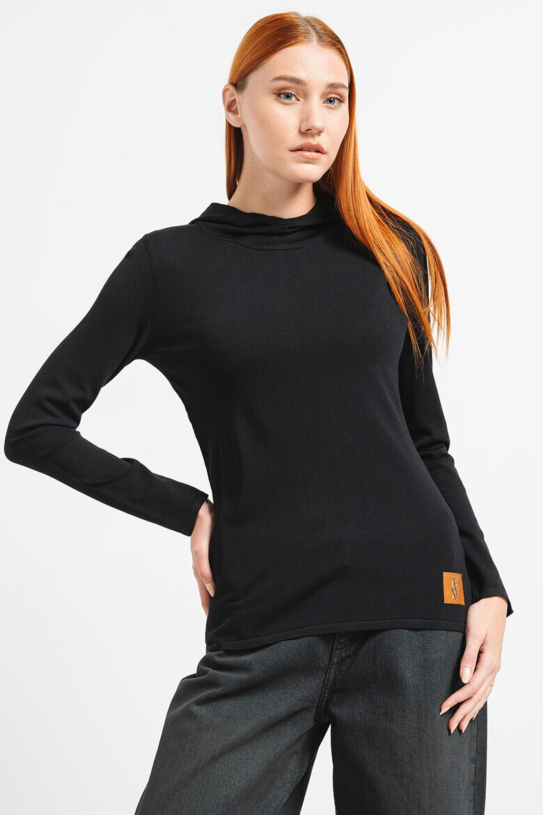ARMANI EXCHANGE Пуловер с качулка и лого - Черен - Pepit.bg
