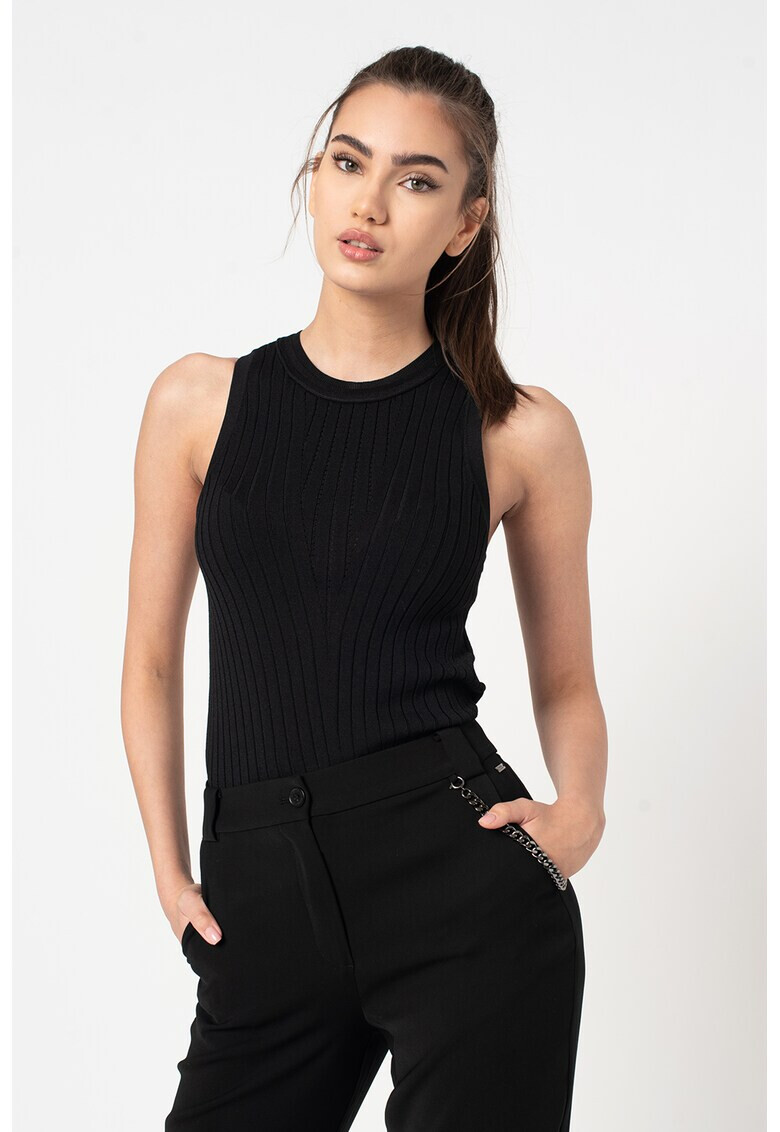 ARMANI EXCHANGE Рипсен топ с изрязан гръб - Pepit.bg