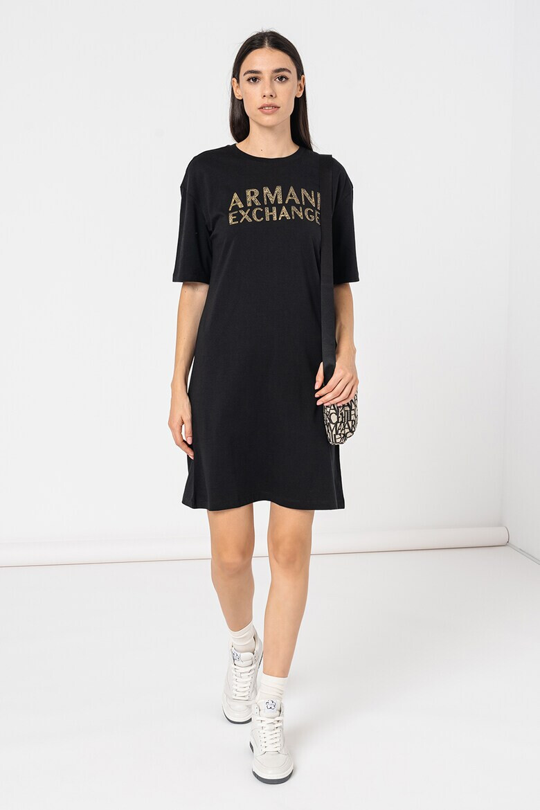 ARMANI EXCHANGE Рокля тип тениска с бляскаво лого - Pepit.bg