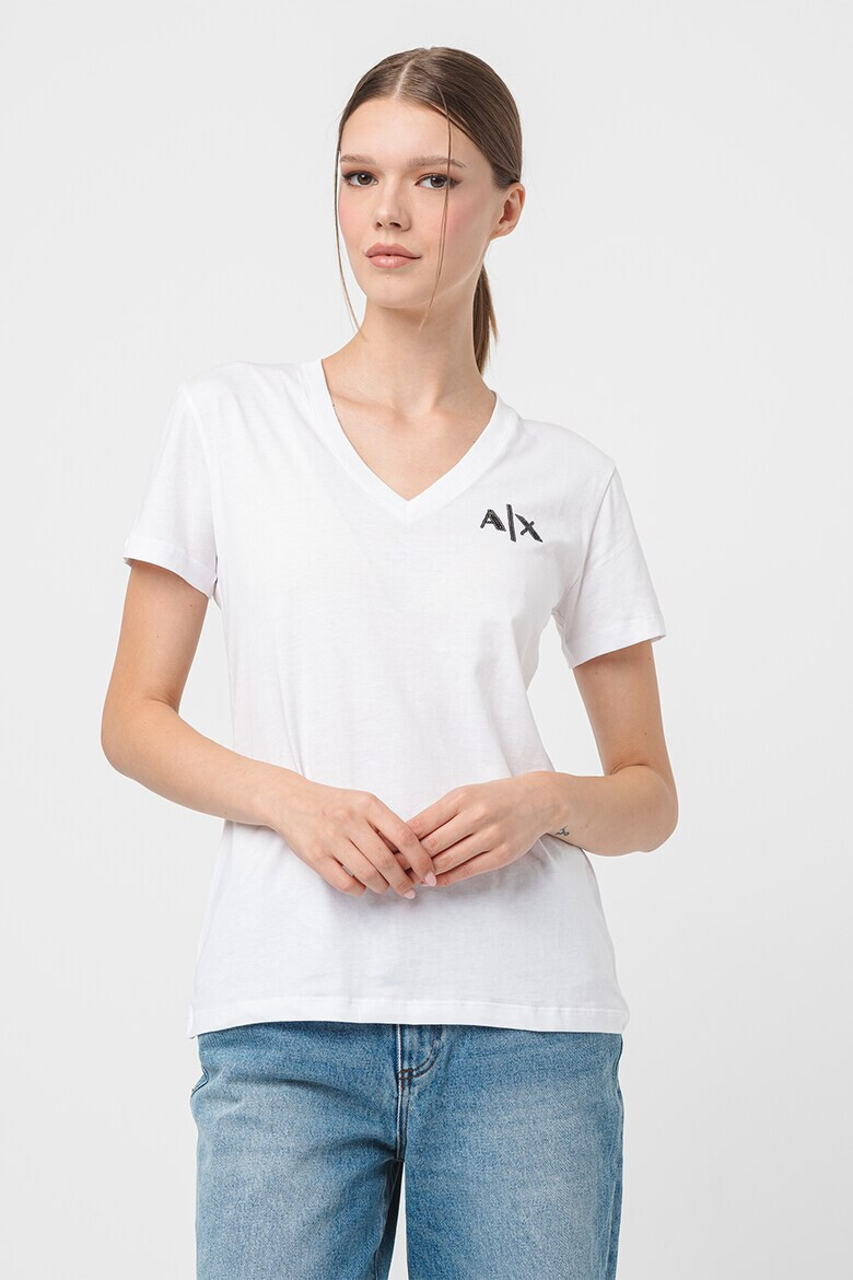 ARMANI EXCHANGE Шпиц тениска с лого - Pepit.bg