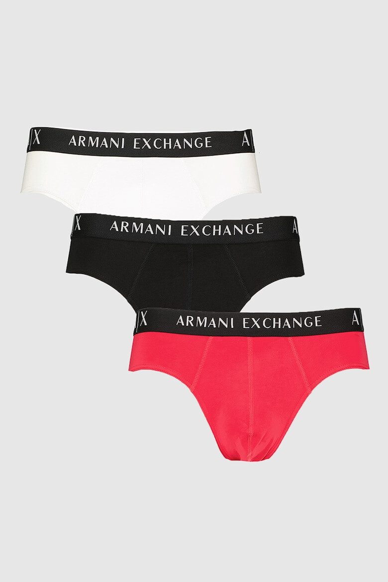 ARMANI EXCHANGE Слипове с памук с лого на талията - 3 чифта - Pepit.bg