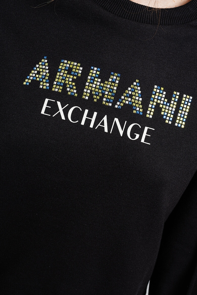 ARMANI EXCHANGE Суитшърт с лого от декоративни камъни - Pepit.bg