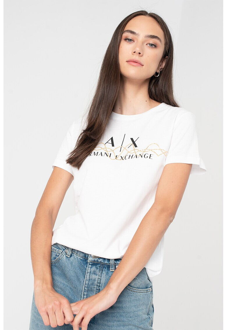 ARMANI EXCHANGE Тениска с бляскави детайли - Pepit.bg