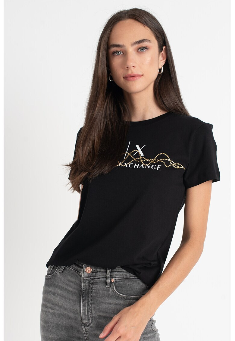 ARMANI EXCHANGE Тениска с бляскави детайли - Pepit.bg