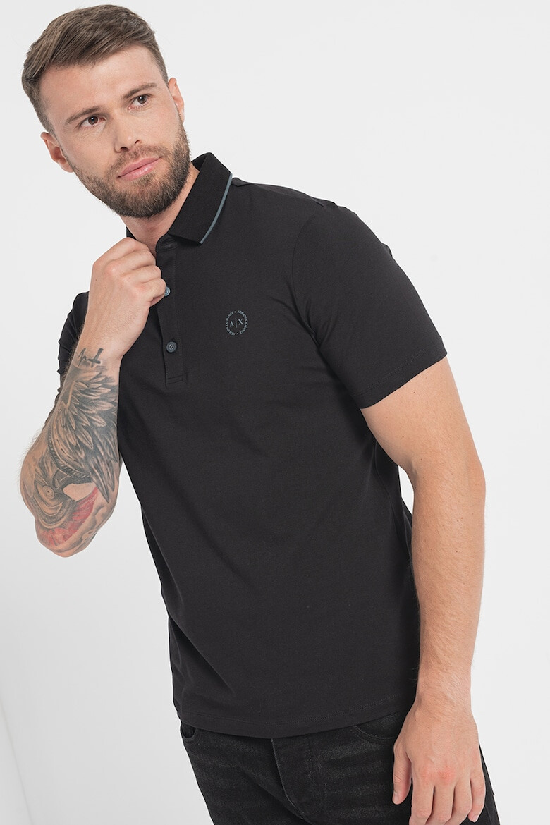ARMANI EXCHANGE Слим тениска с яка и лого - Pepit.bg