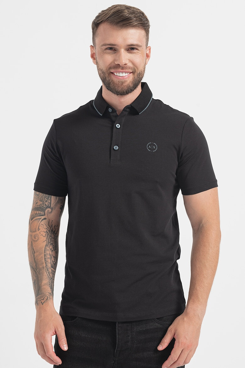 ARMANI EXCHANGE Слим тениска с яка и лого - Pepit.bg