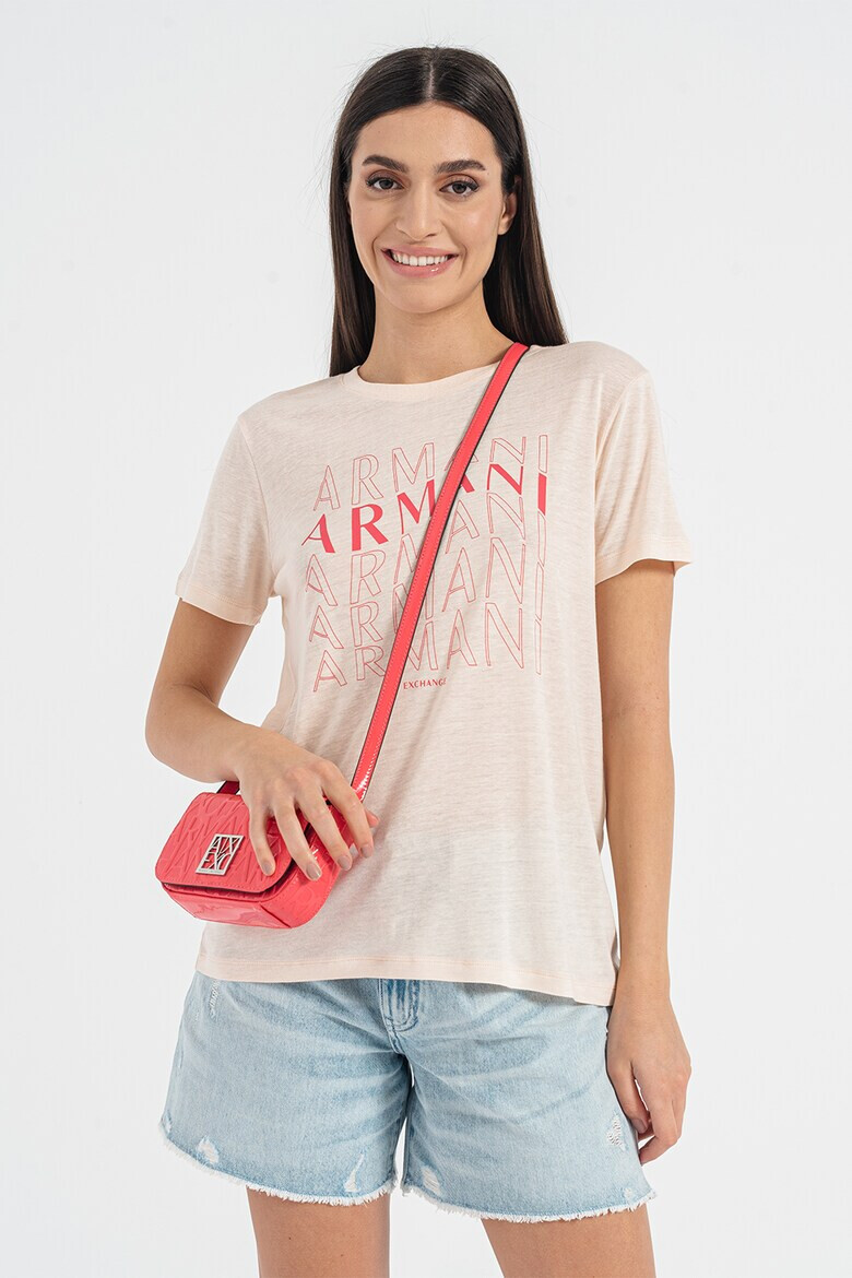 ARMANI EXCHANGE Тениска с лен и лого - Pepit.bg