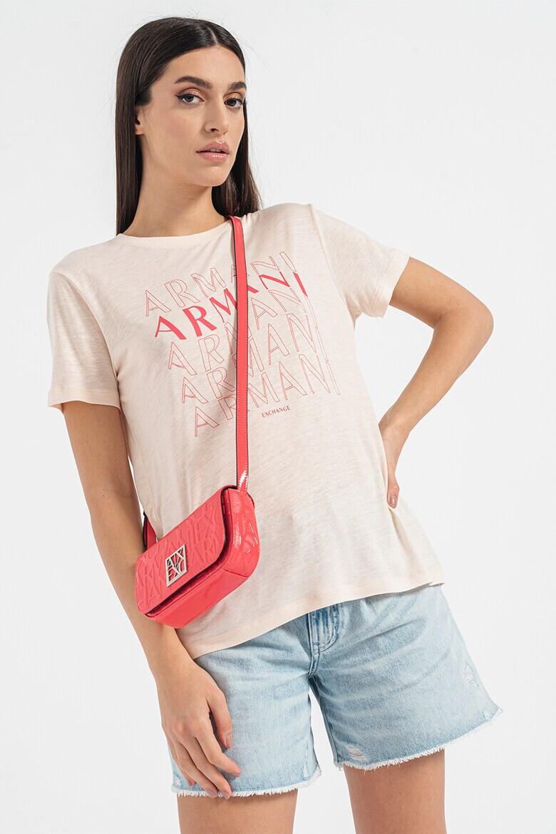 ARMANI EXCHANGE Тениска с лен и лого - Pepit.bg