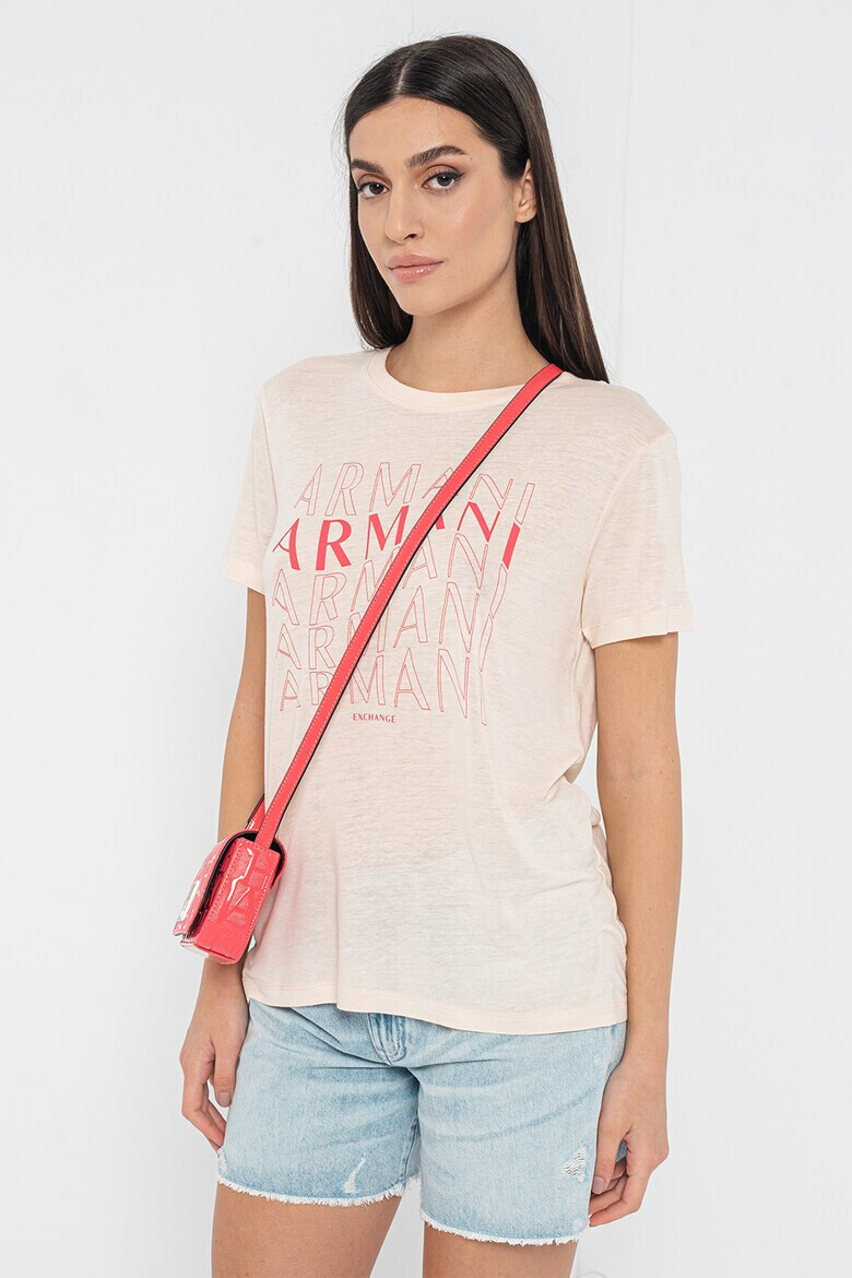 ARMANI EXCHANGE Тениска с лен и лого - Pepit.bg