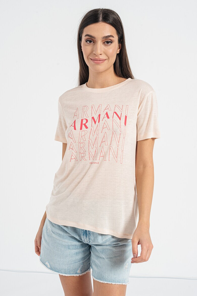 ARMANI EXCHANGE Тениска с лен и лого - Pepit.bg