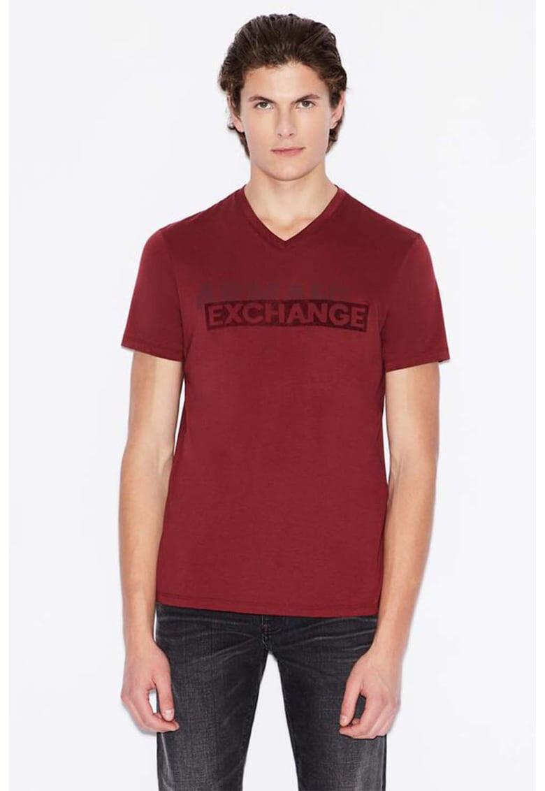 ARMANI EXCHANGE Тениска с лого и шпиц - Pepit.bg