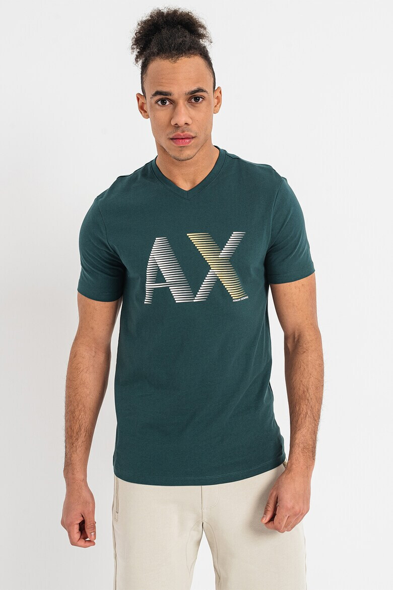ARMANI EXCHANGE Тениска с лого и шпиц - Pepit.bg