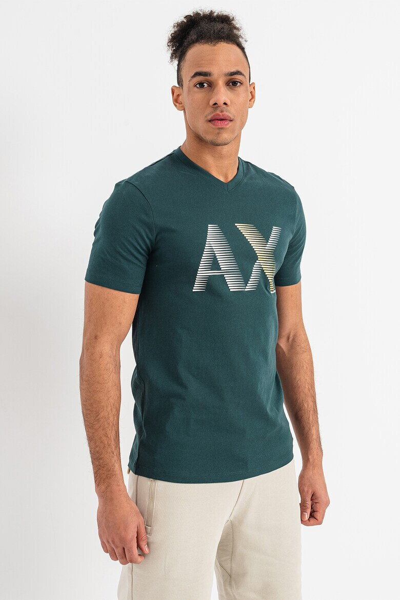 ARMANI EXCHANGE Тениска с лого и шпиц - Pepit.bg