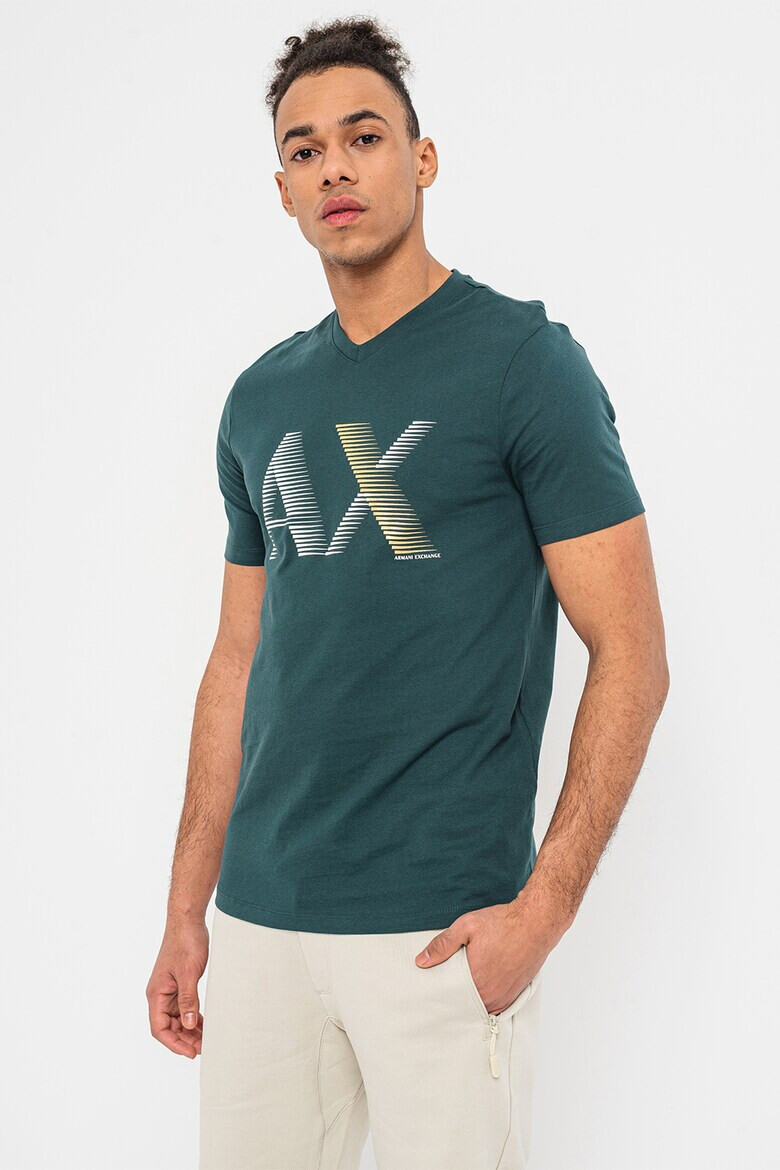 ARMANI EXCHANGE Тениска с лого и шпиц - Pepit.bg