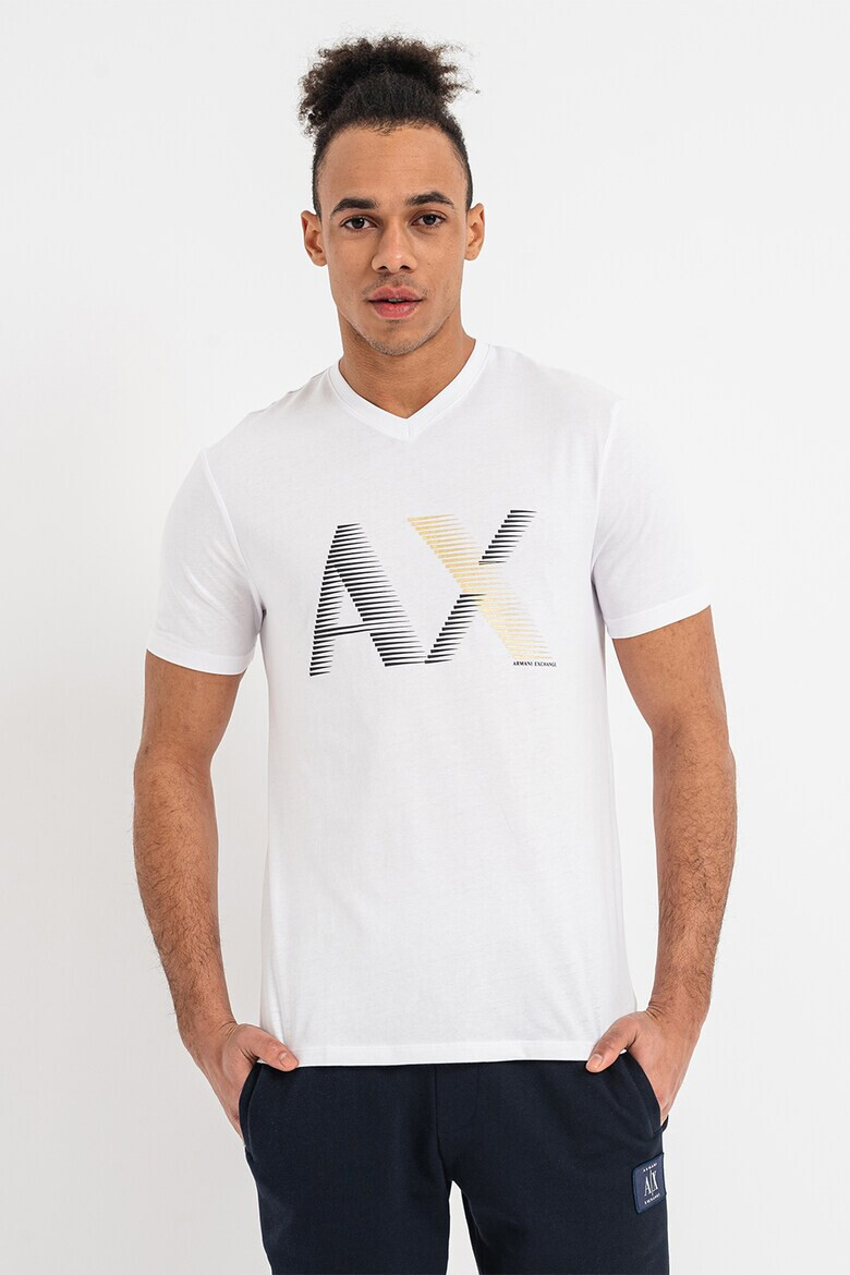 ARMANI EXCHANGE Тениска с лого и шпиц - Pepit.bg