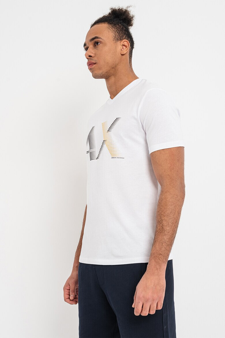 ARMANI EXCHANGE Тениска с лого и шпиц - Pepit.bg