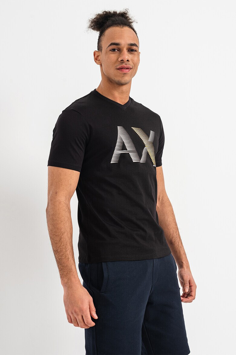 ARMANI EXCHANGE Тениска с лого и шпиц - Pepit.bg