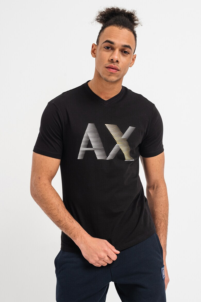 ARMANI EXCHANGE Тениска с лого и шпиц - Pepit.bg