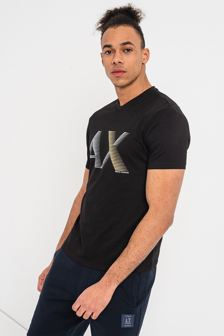 ARMANI EXCHANGE Тениска с лого и шпиц - Pepit.bg