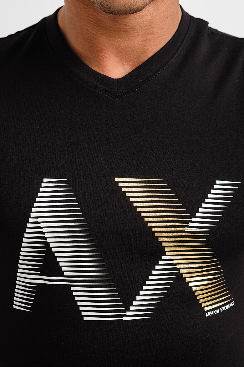 ARMANI EXCHANGE Тениска с лого и шпиц - Pepit.bg