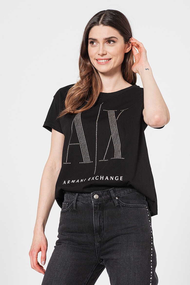 ARMANI EXCHANGE Тениска с лого от капси - Pepit.bg