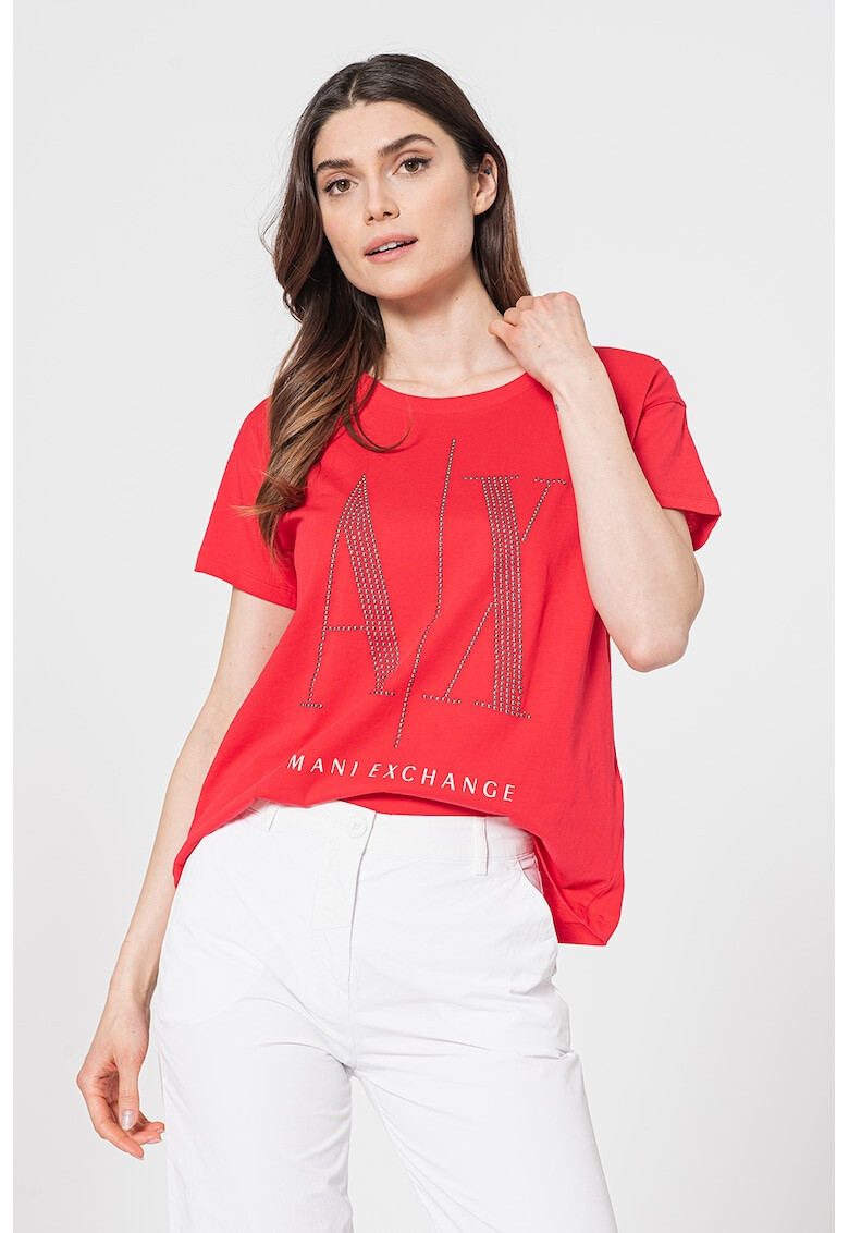 ARMANI EXCHANGE Тениска с лого от капси - Pepit.bg