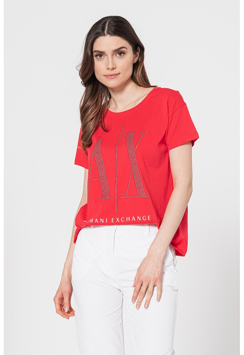 ARMANI EXCHANGE Тениска с лого от капси - Pepit.bg