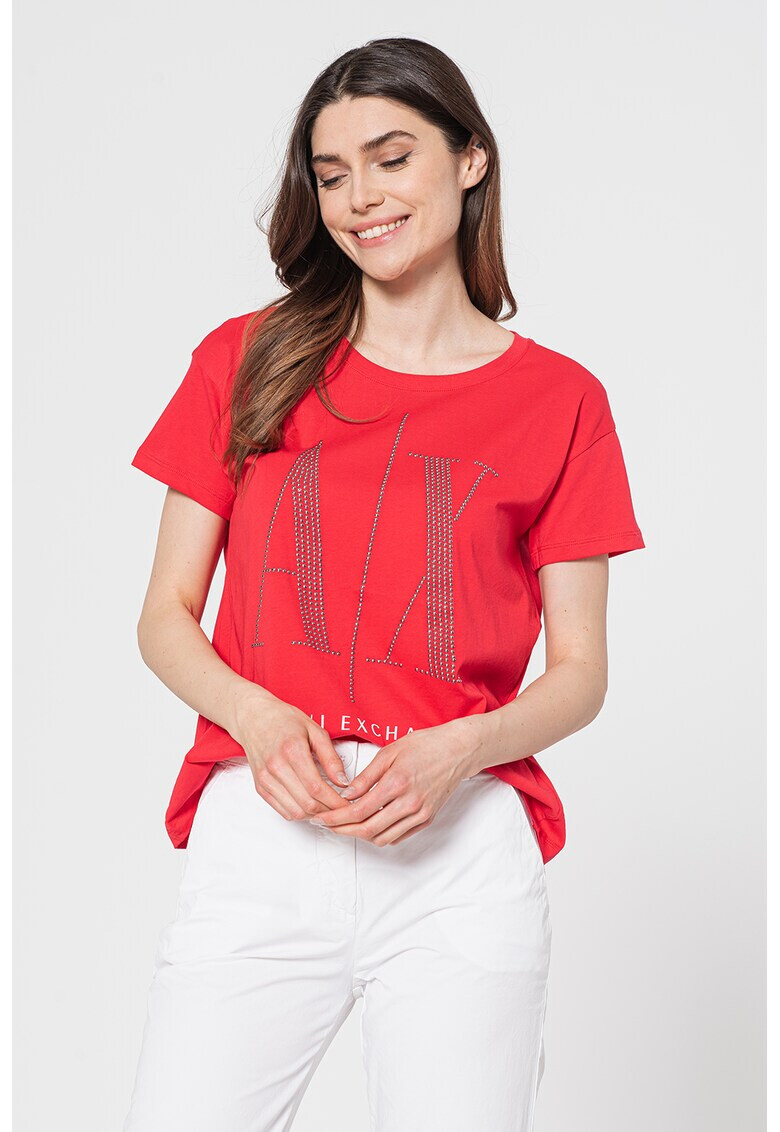 ARMANI EXCHANGE Тениска с лого от капси - Pepit.bg