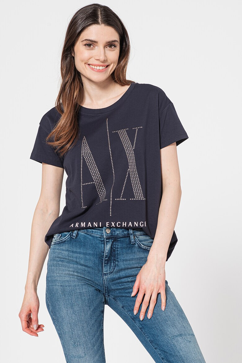 ARMANI EXCHANGE Тениска с лого от капси - Pepit.bg
