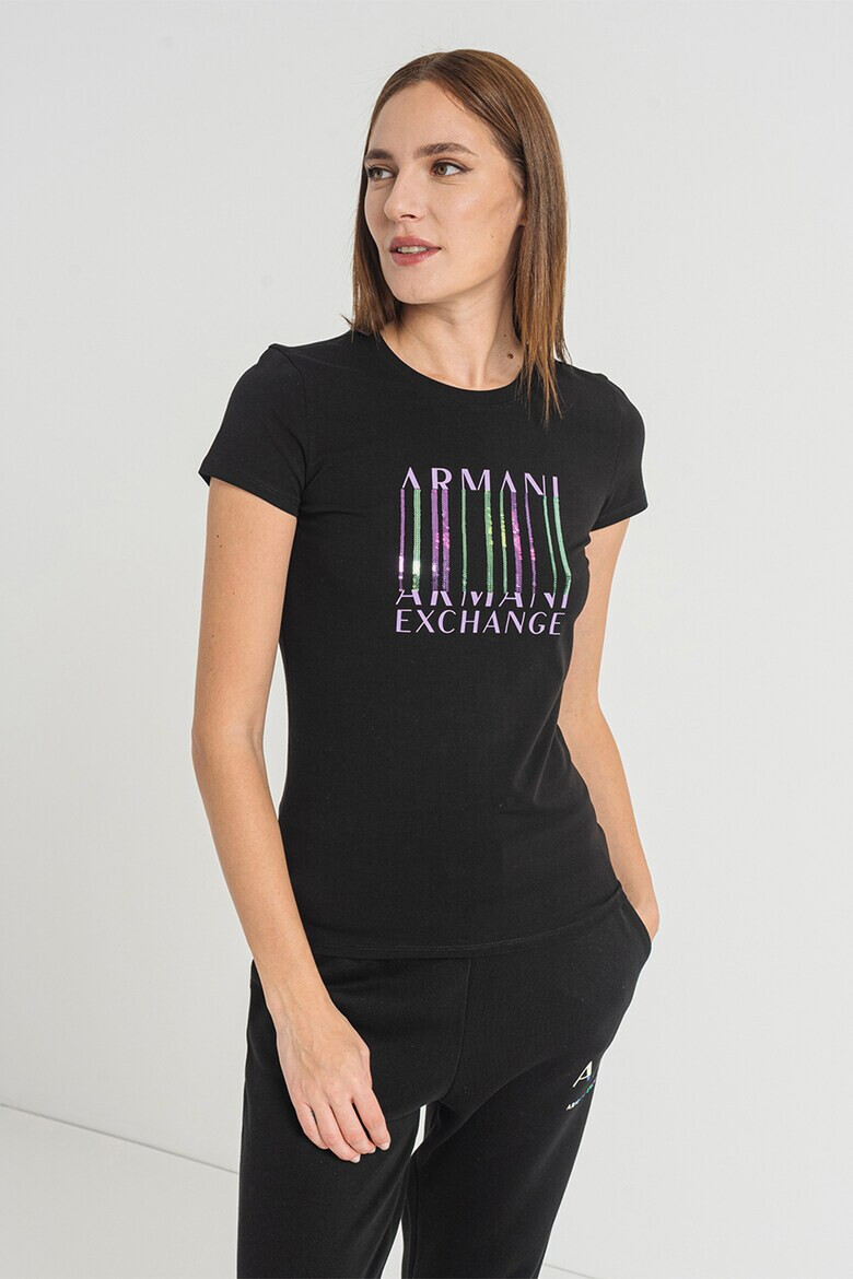 ARMANI EXCHANGE Тениска с лого от пайети - Pepit.bg