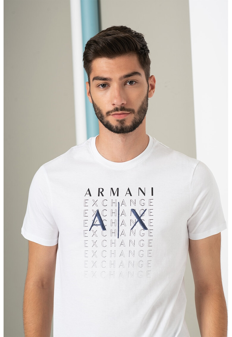 ARMANI EXCHANGE Тениска с овално деколте и бродирано лого - Pepit.bg