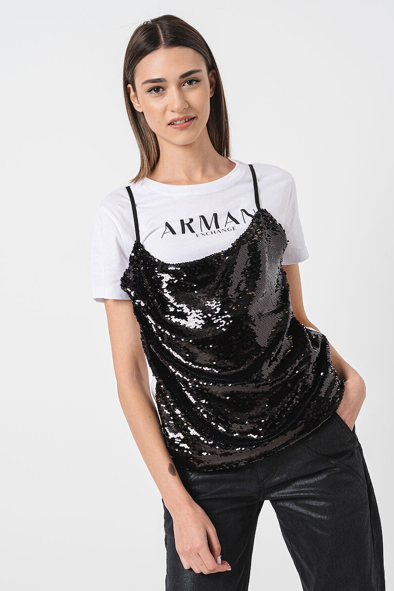 ARMANI EXCHANGE Тениска с овално деколте и набирания - Pepit.bg