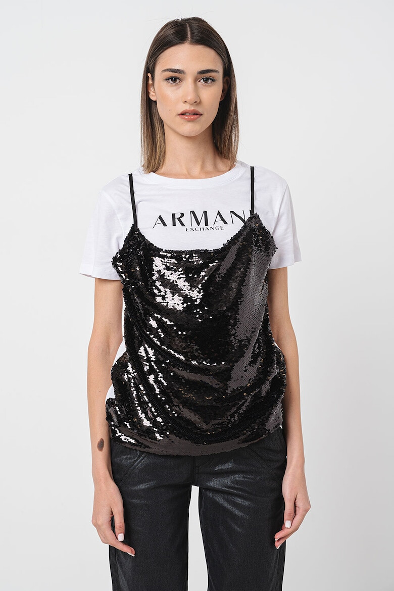 ARMANI EXCHANGE Тениска с овално деколте и набирания - Pepit.bg