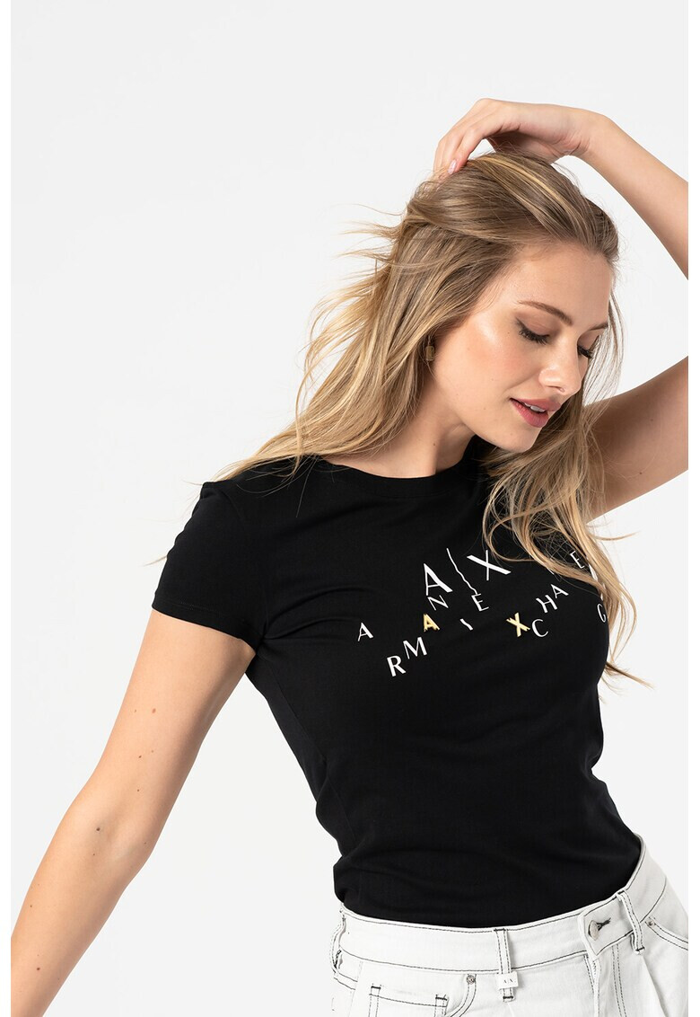 ARMANI EXCHANGE Тениска с овално декотле и лого - Pepit.bg