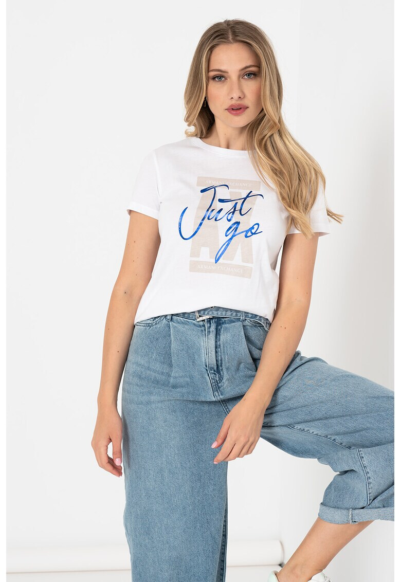ARMANI EXCHANGE Тениска с овално декотле и лого - Pepit.bg