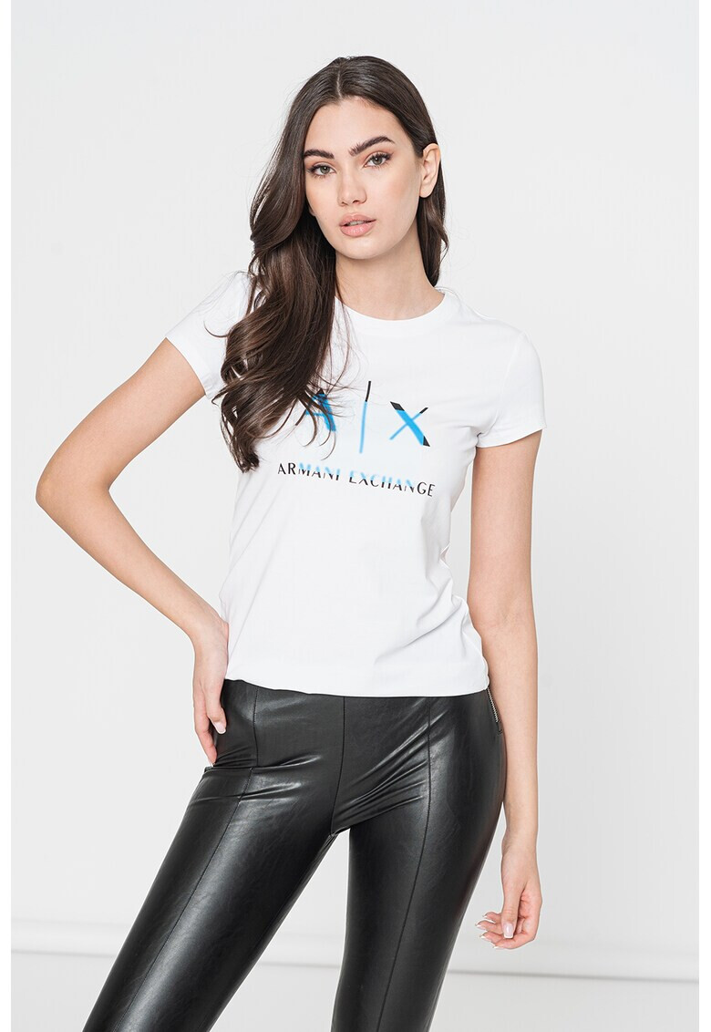 ARMANI EXCHANGE Тениска с памук с лого - Pepit.bg