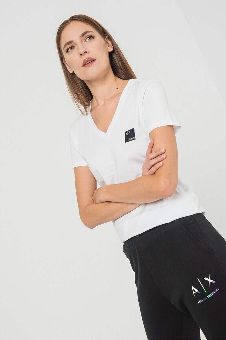 ARMANI EXCHANGE Тениска с шпиц и лого - Pepit.bg