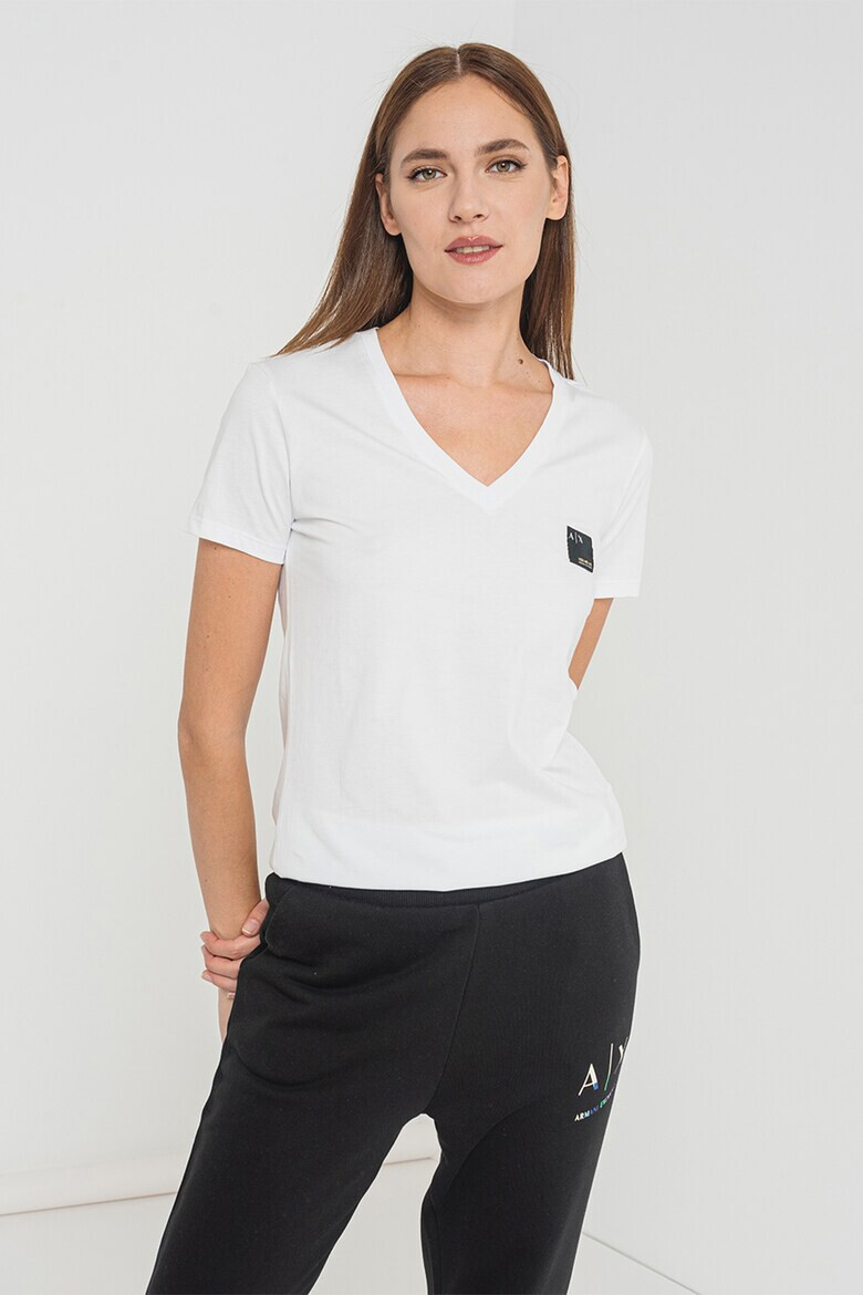 ARMANI EXCHANGE Тениска с шпиц и лого - Pepit.bg