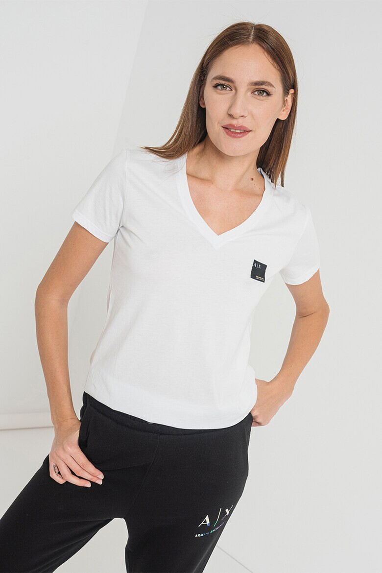 ARMANI EXCHANGE Тениска с шпиц и лого - Pepit.bg