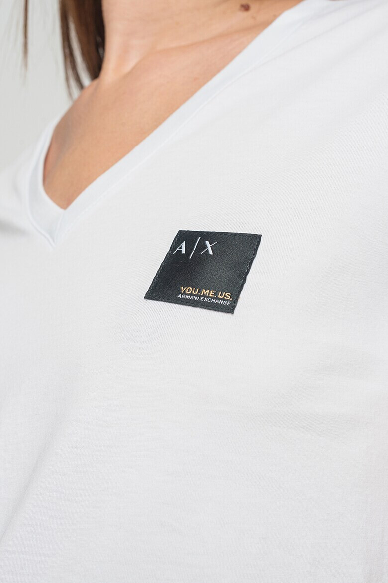ARMANI EXCHANGE Тениска с шпиц и лого - Pepit.bg