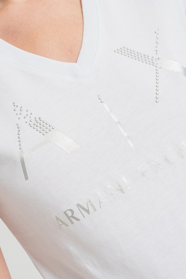 ARMANI EXCHANGE Тениска с шпиц и лого - Pepit.bg