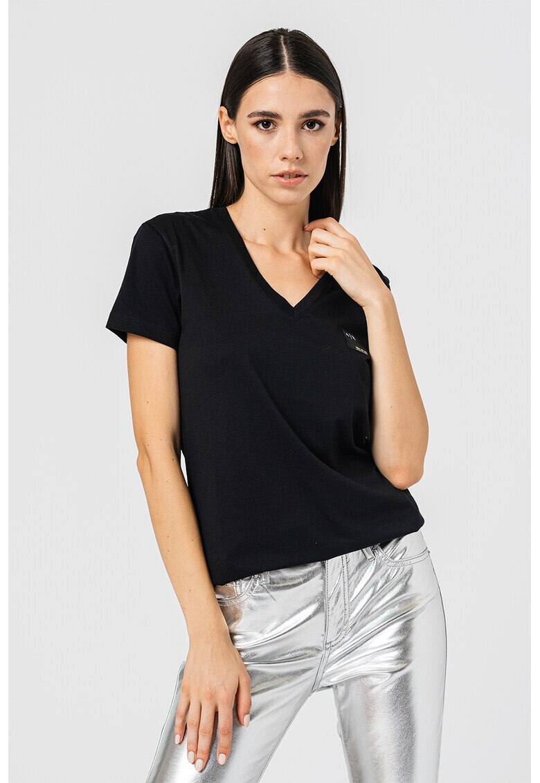 ARMANI EXCHANGE Тениска с шпиц и лого - Pepit.bg