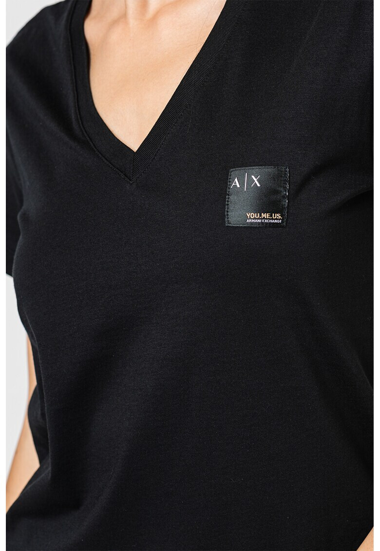 ARMANI EXCHANGE Тениска с шпиц и лого - Pepit.bg