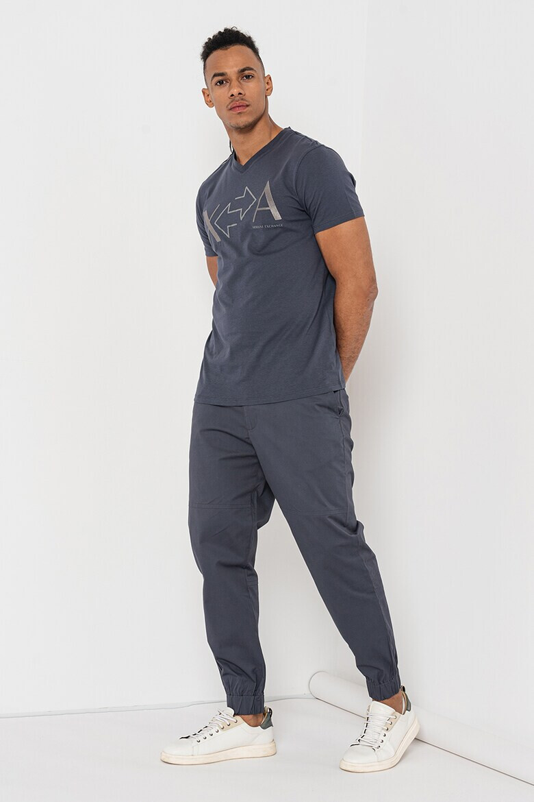 ARMANI EXCHANGE Тениска с шпиц и лого - Pepit.bg