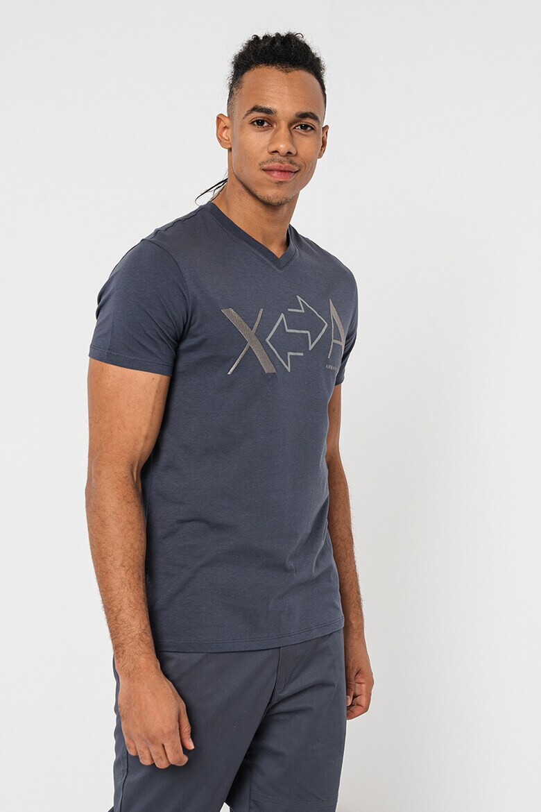 ARMANI EXCHANGE Тениска с шпиц и лого - Pepit.bg