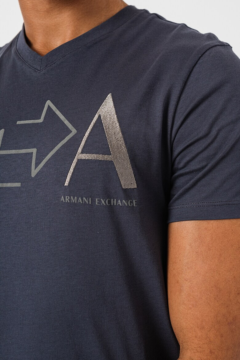 ARMANI EXCHANGE Тениска с шпиц и лого - Pepit.bg