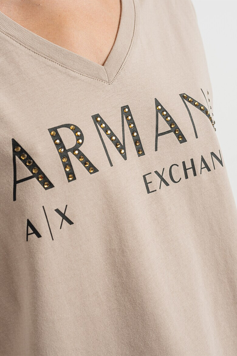ARMANI EXCHANGE Тениска с шпиц и лого - Pepit.bg