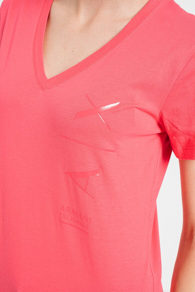 ARMANI EXCHANGE Тениска с шпиц и лога - Pepit.bg