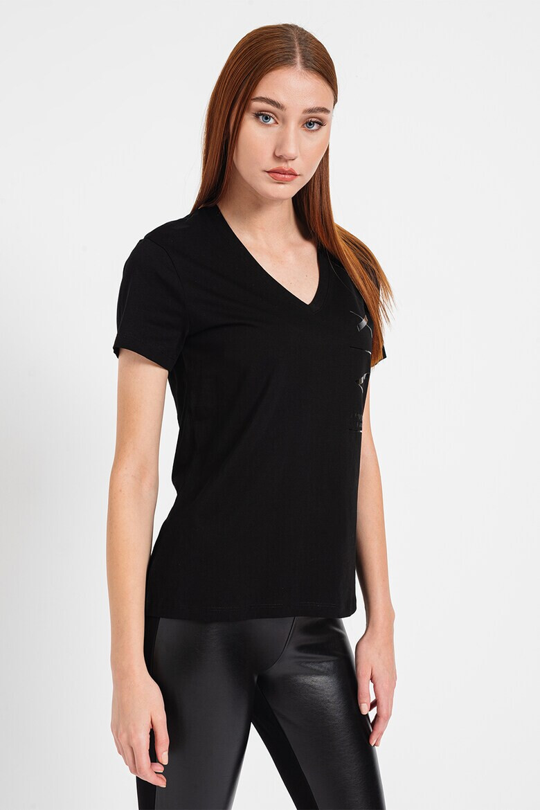 ARMANI EXCHANGE Тениска с шпиц и лога - Pepit.bg